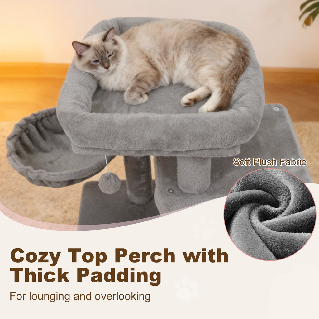 33.5 Inch Cute Kitten Tower with 2-Tier Condo and Padded Top Perch