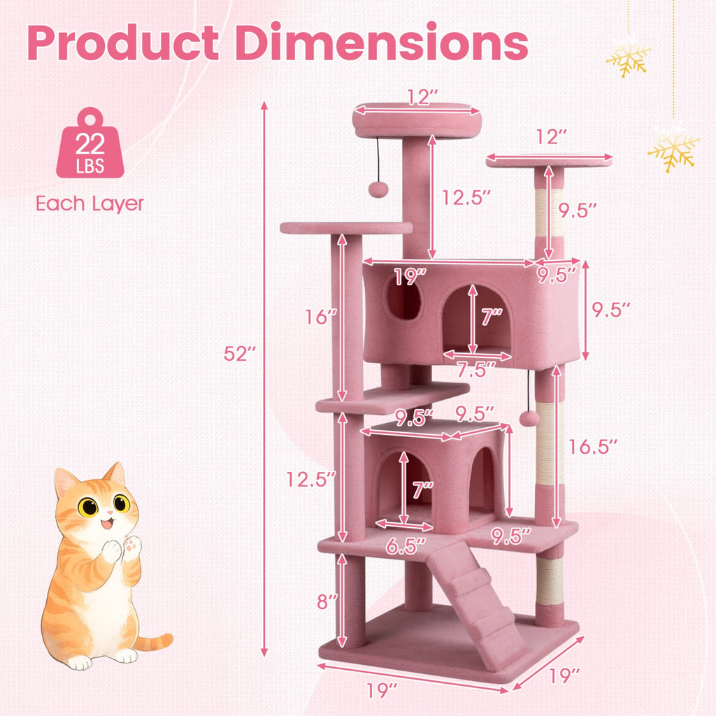 52 Inch Tall Cat Tree Tower for Indoor Cats