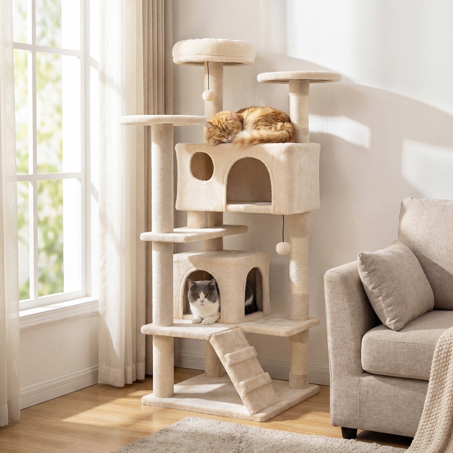 52 Inch Medium Cat Tree for Multi Cats