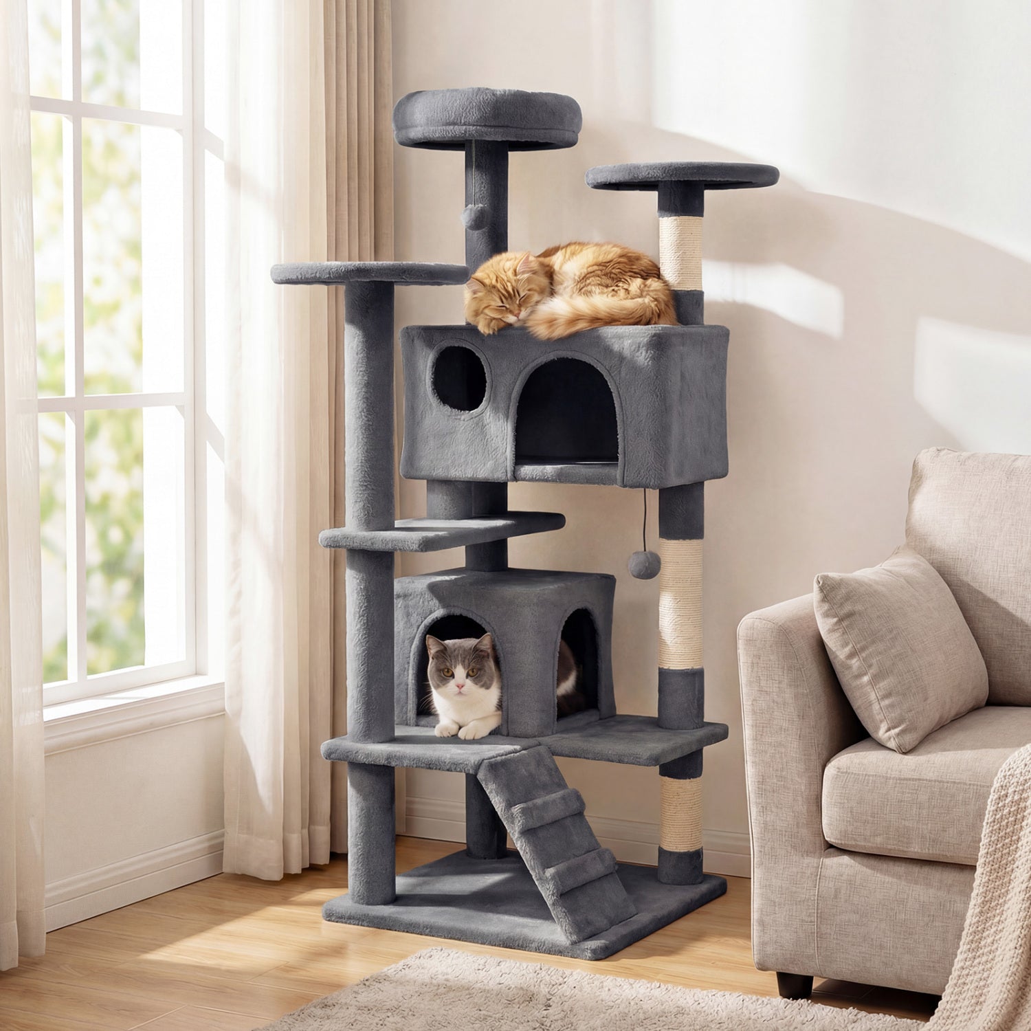 52 Inch Medium Cat Tree for Multi Cats