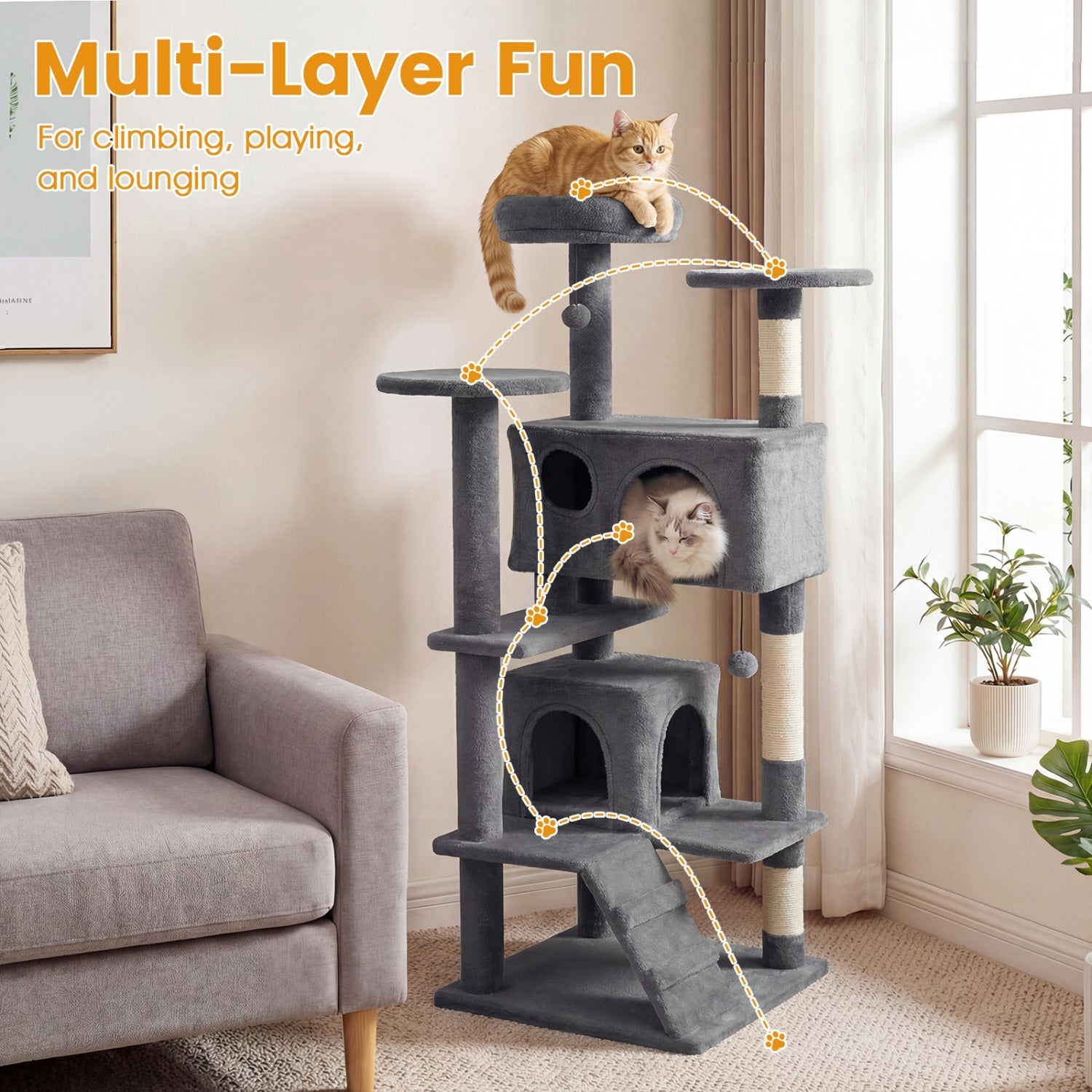 52 Inch Tall Cat Tree Tower for Indoor Cats