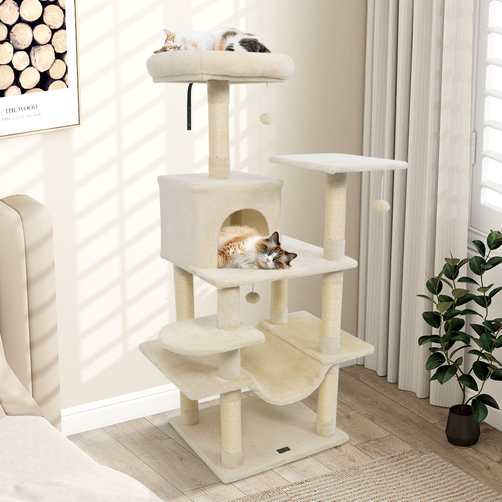 Multi-Level Cat Tree Soft Plush Cat Tower with Padded Top Perch