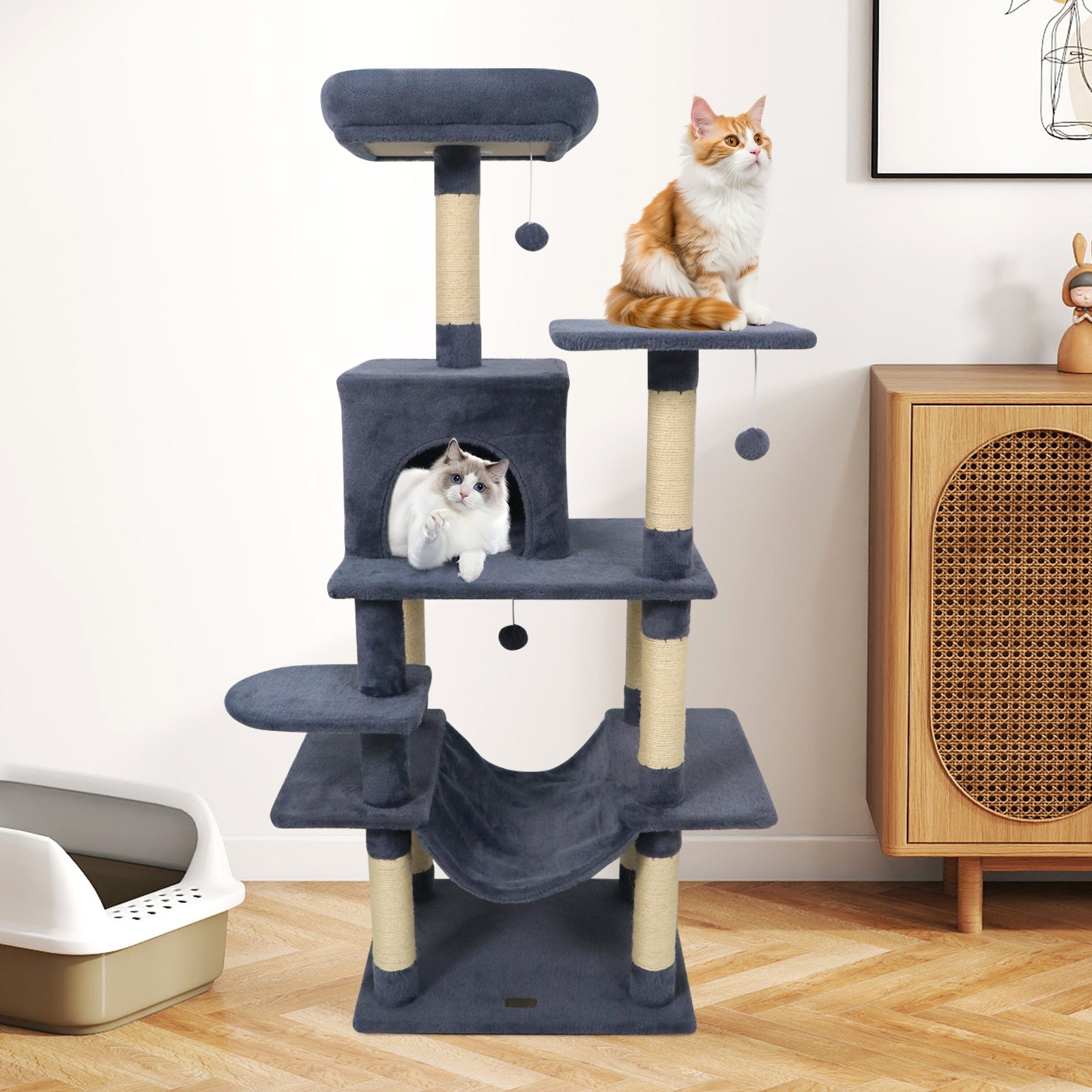 Multi-Level Cat Tree Soft Plush Cat Tower with Padded Top Perch