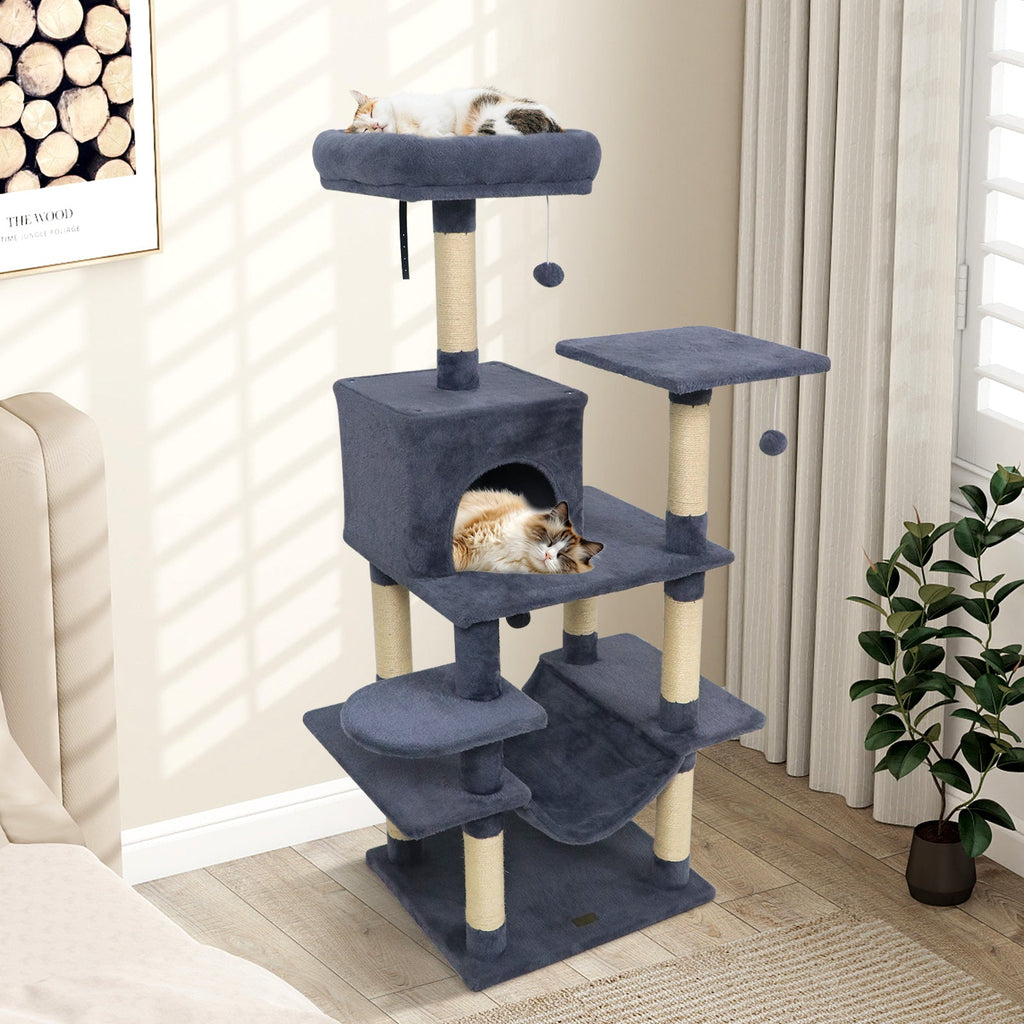 Multi-Level Cat Tree Soft Plush Cat Tower with Padded Top Perch
