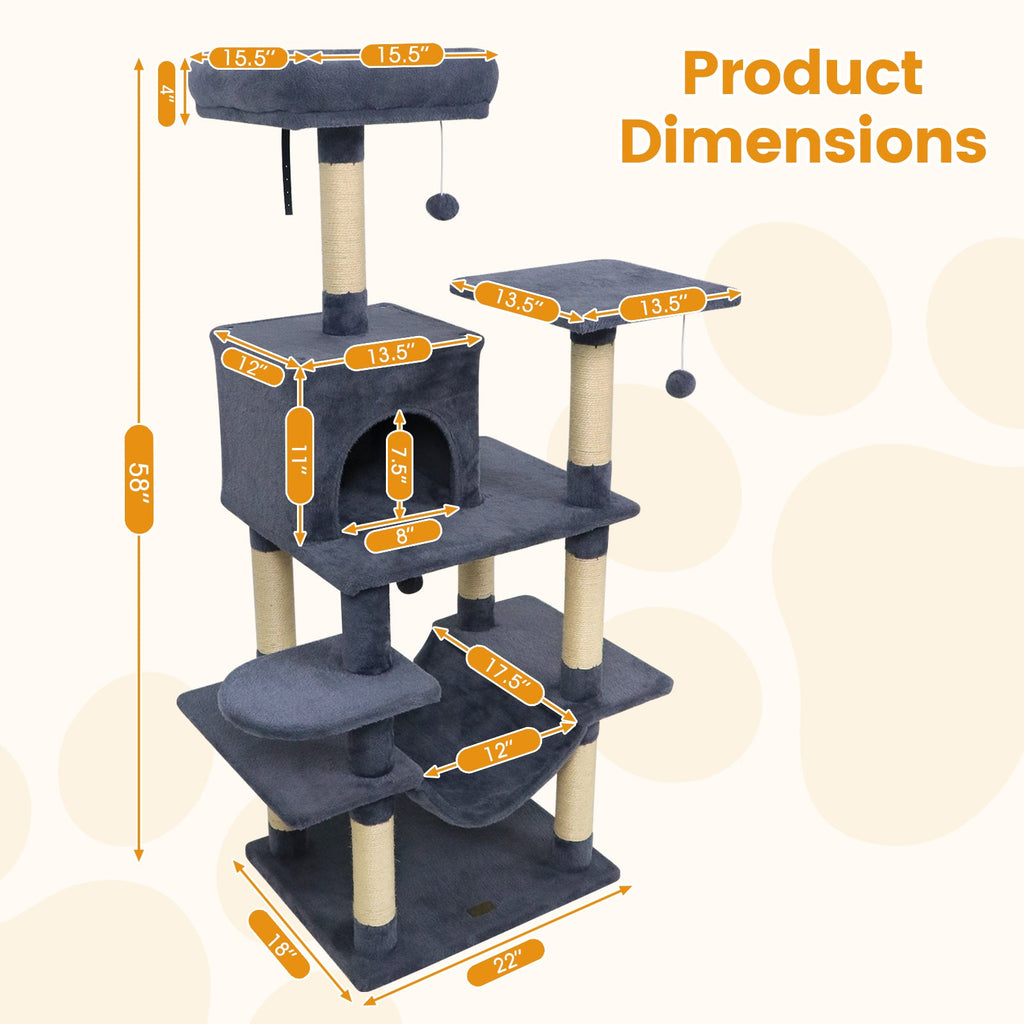 Multi-Level Cat Tree Soft Plush Cat Tower with Padded Top Perch