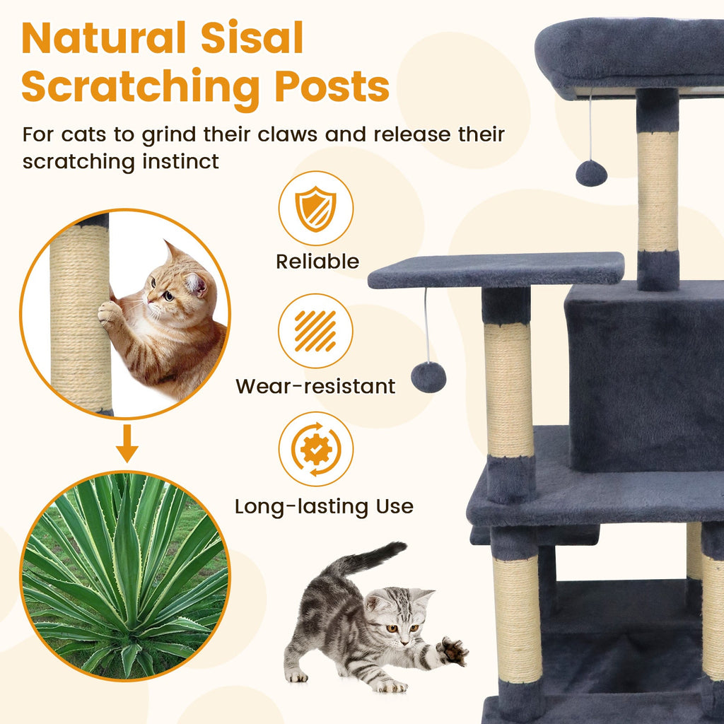 Multi-Level Cat Tree Soft Plush Cat Tower with Padded Top Perch