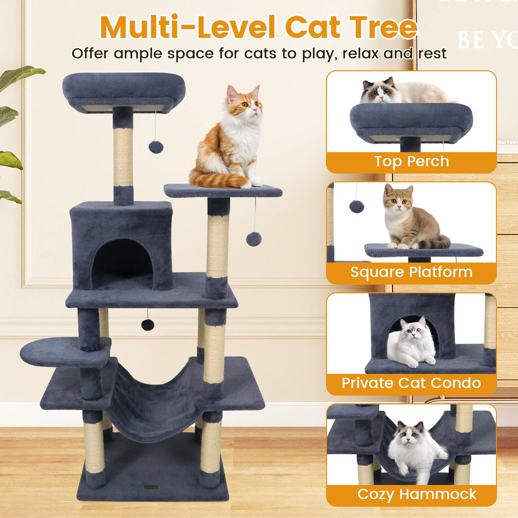 Multi-Level Cat Tree Soft Plush Cat Tower with Padded Top Perch