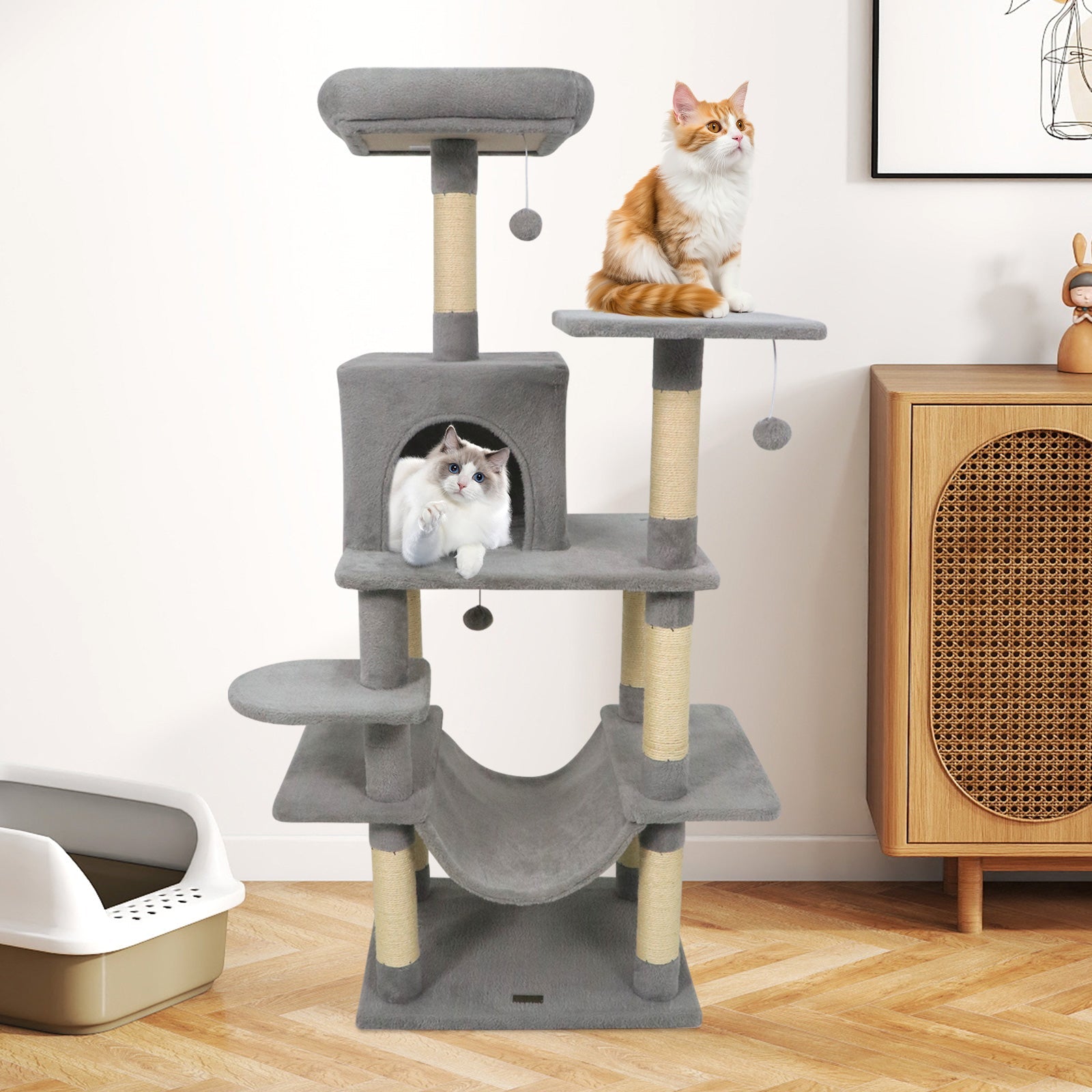 Multi-Level Cat Tree Soft Plush Cat Tower with Padded Top Perch