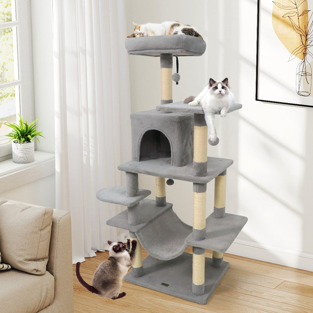 Multi-Level Cat Tree Soft Plush Cat Tower with Padded Top Perch