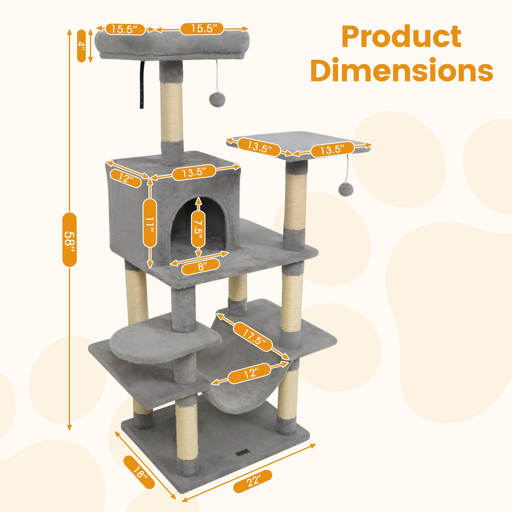 Multi-Level Cat Tree Soft Plush Cat Tower with Padded Top Perch