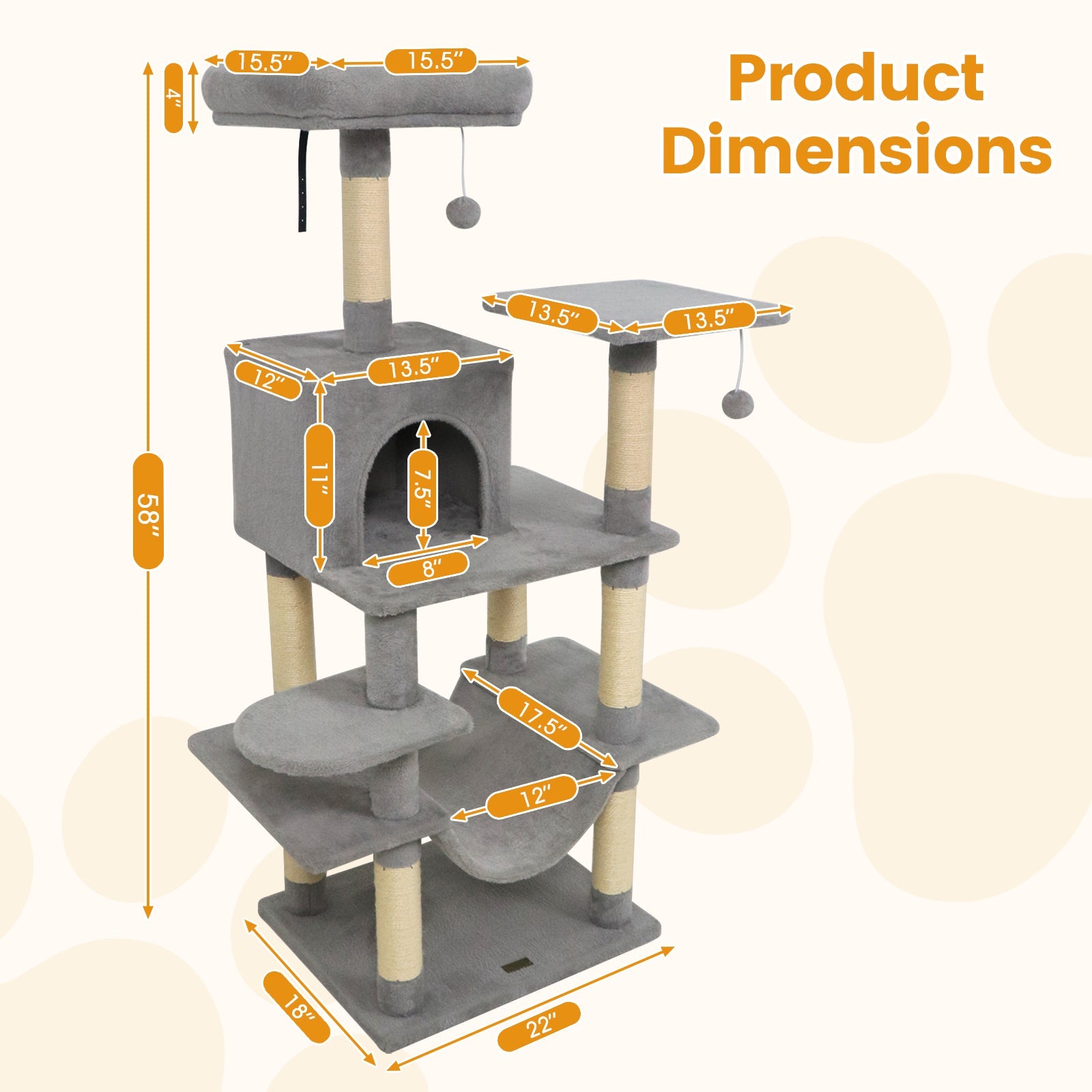 Multi-Level Cat Tree Soft Plush Cat Tower with Padded Top Perch