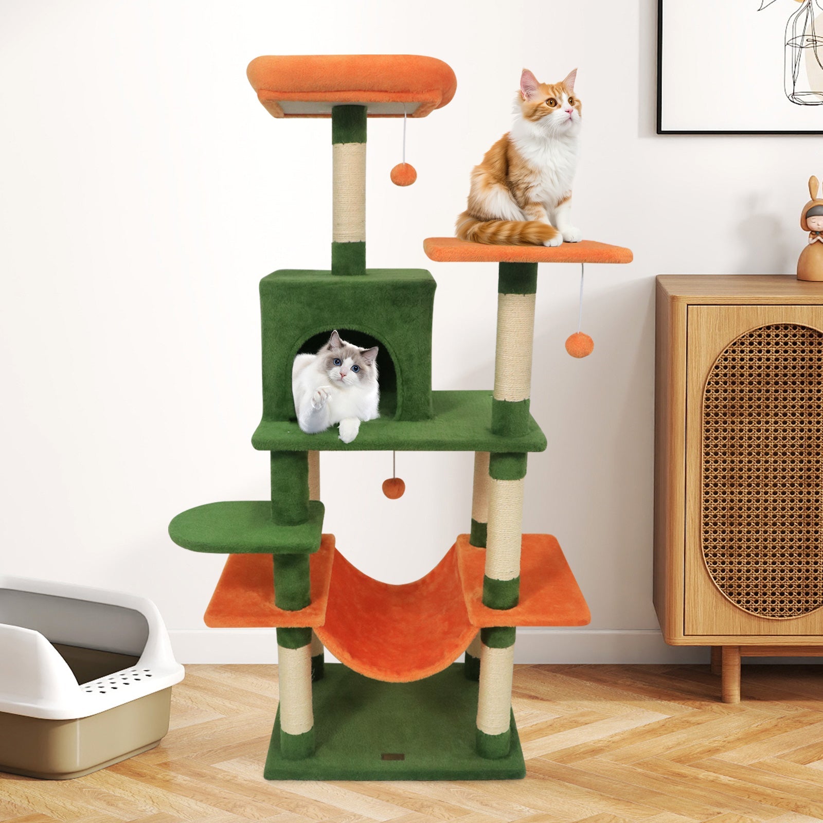 Multi-Level Cat Tree Soft Plush Cat Tower with Padded Top Perch