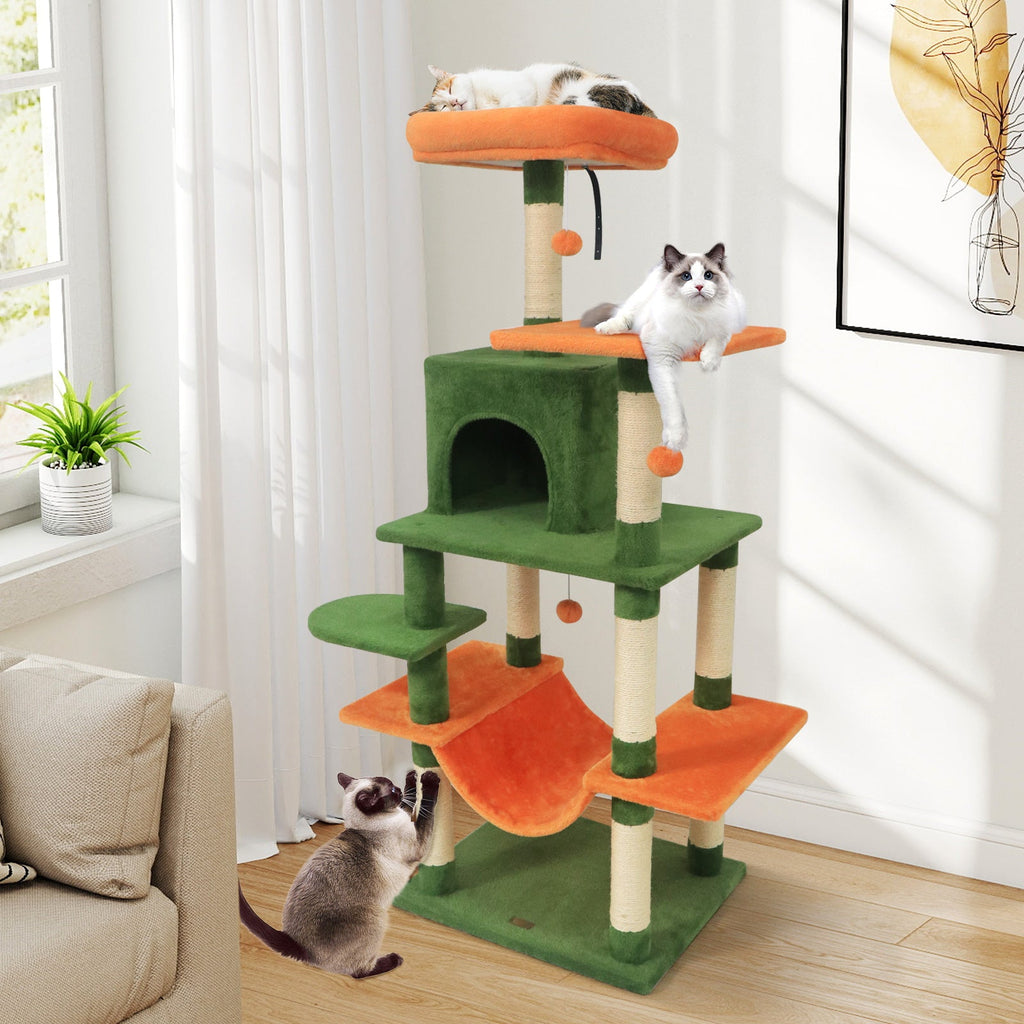 Multi-Level Cat Tree Soft Plush Cat Tower with Padded Top Perch