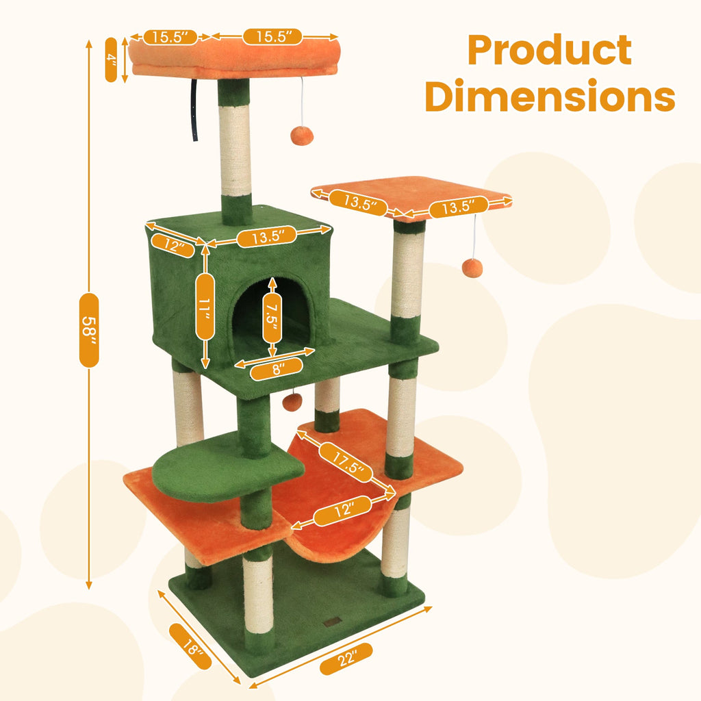 Multi-Level Cat Tree Soft Plush Cat Tower with Padded Top Perch