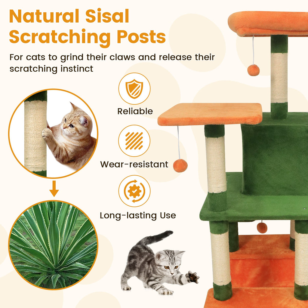 Multi-Level Cat Tree Soft Plush Cat Tower with Padded Top Perch