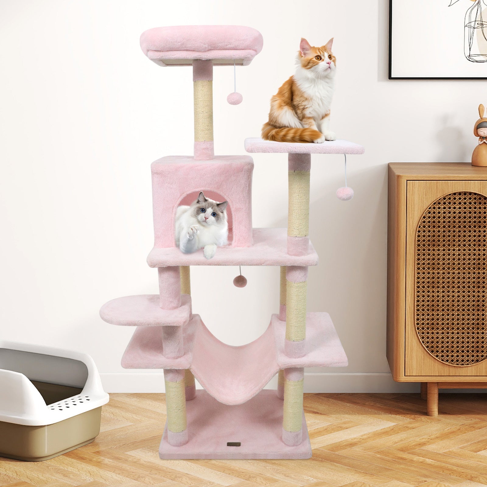 Multi-Level Cat Tree Soft Plush Cat Tower with Padded Top Perch