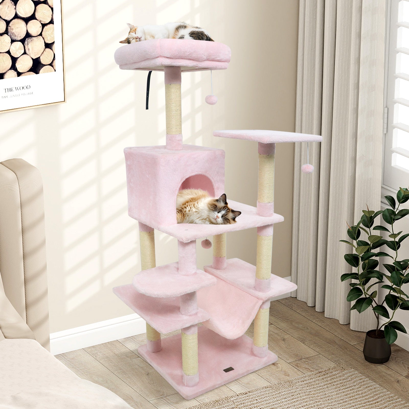 Multi-Level Cat Tree Soft Plush Cat Tower with Padded Top Perch