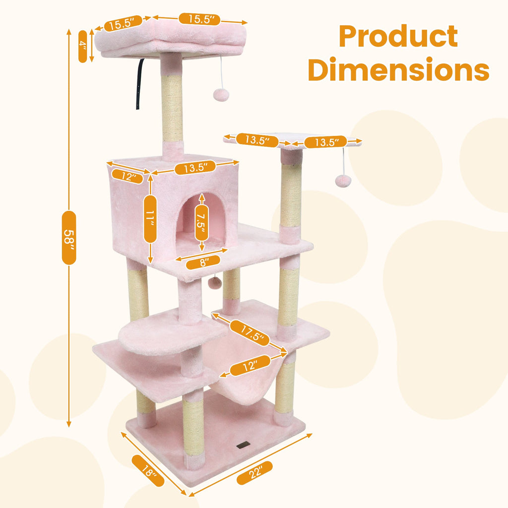Multi-Level Cat Tree Soft Plush Cat Tower with Padded Top Perch