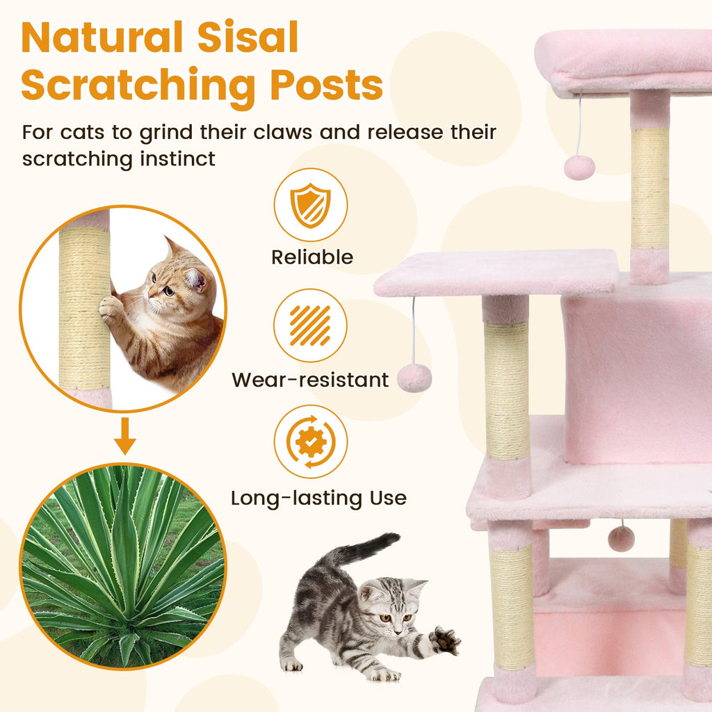 Multi-Level Cat Tree Soft Plush Cat Tower with Padded Top Perch