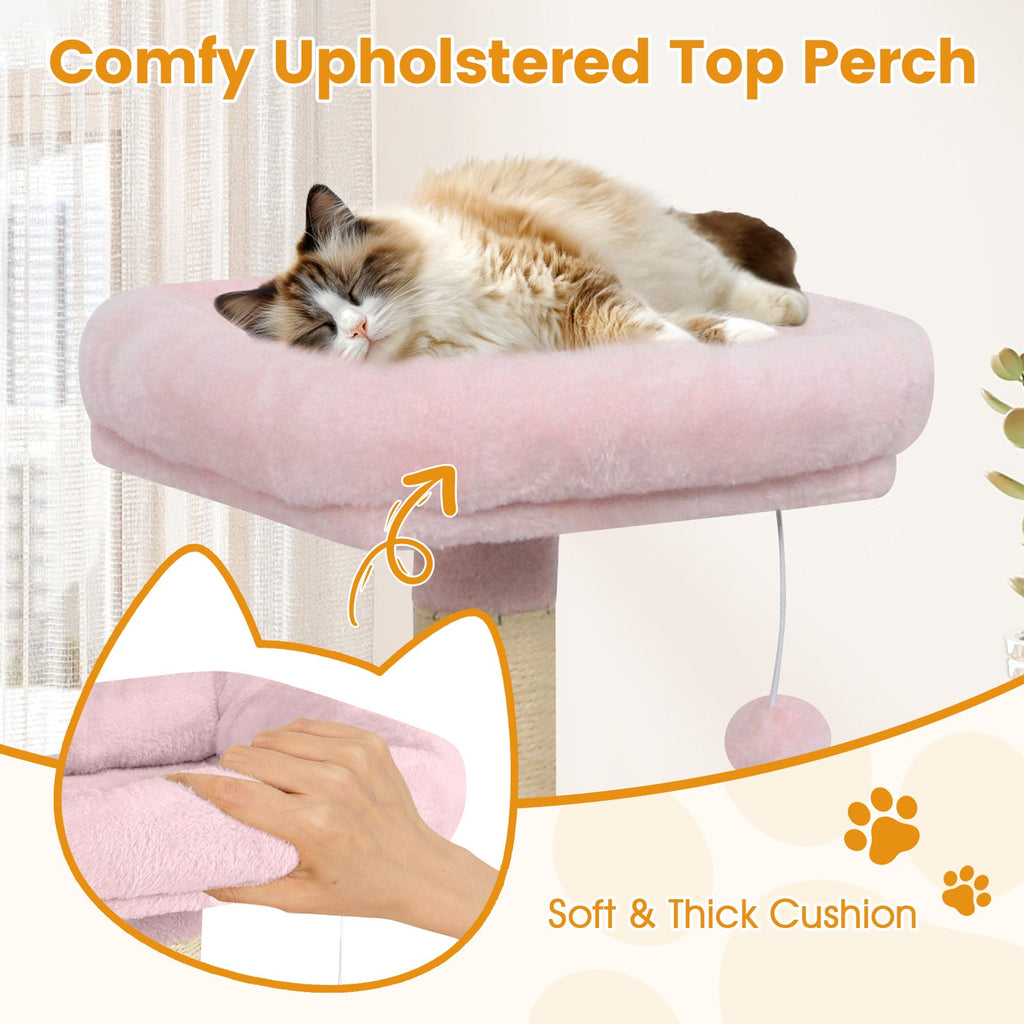 Multi-Level Cat Tree Soft Plush Cat Tower with Padded Top Perch