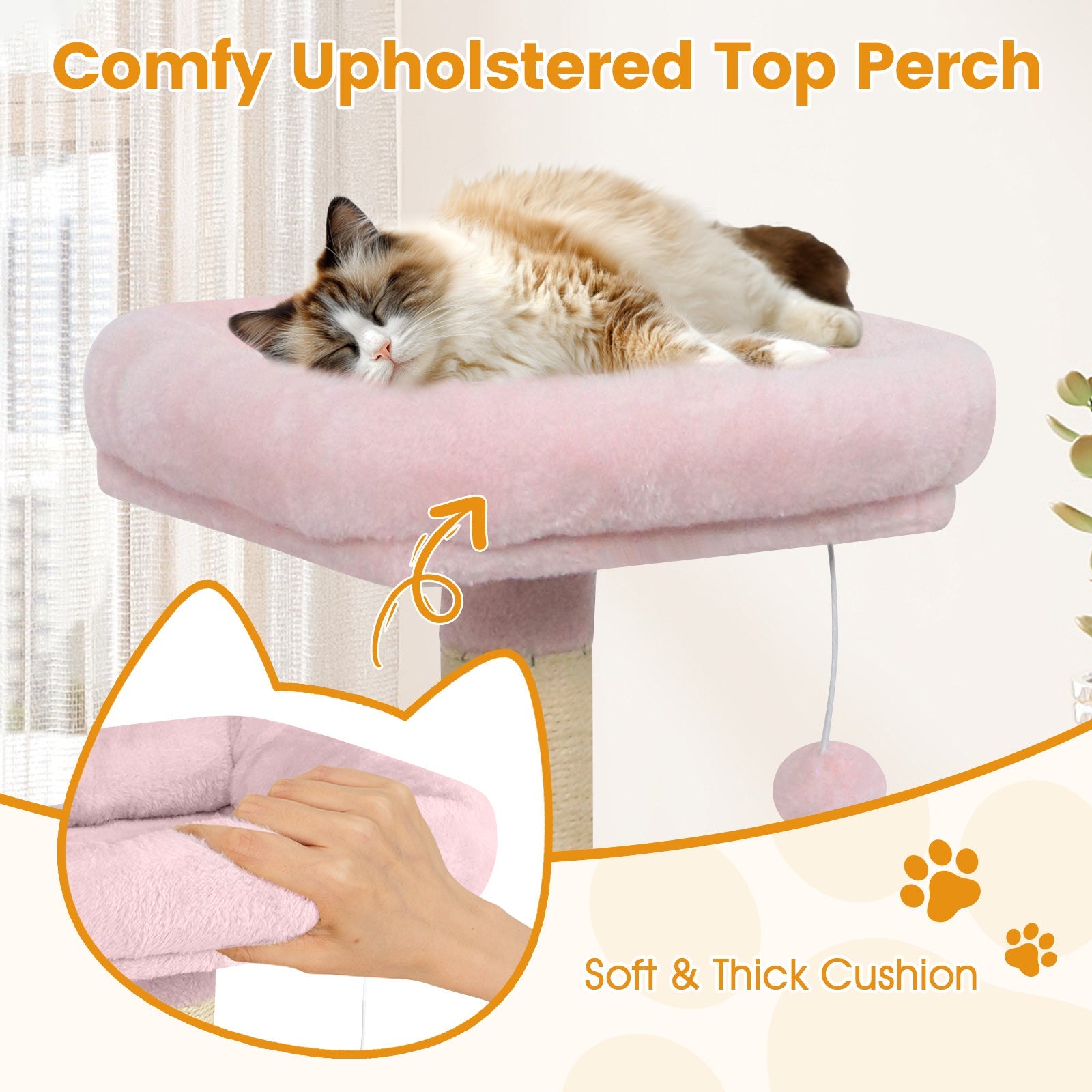 Multi-Level Cat Tree Soft Plush Cat Tower with Padded Top Perch