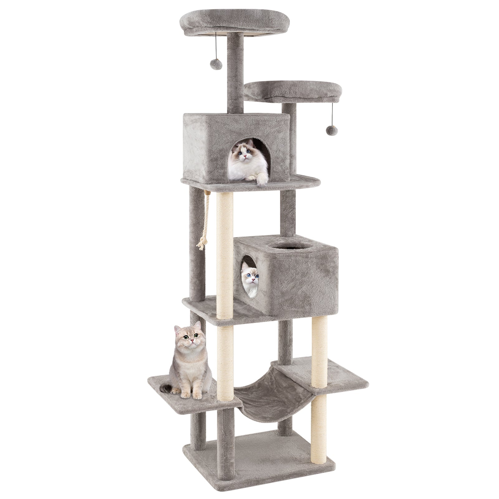 Extra  Large Cat Tree with 2 Condos and 2 Soft Plush Perches for Cats