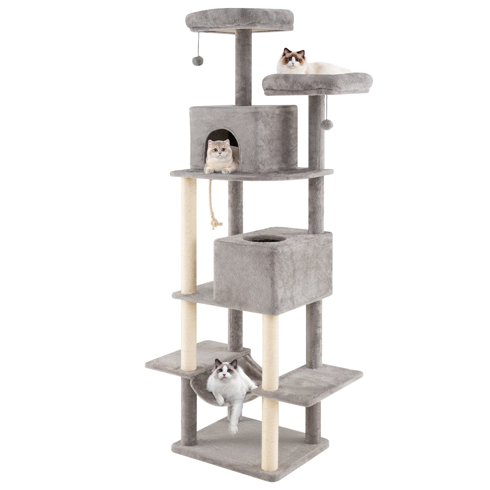 Extra  Large Cat Tree with 2 Condos and 2 Soft Plush Perches for Cats