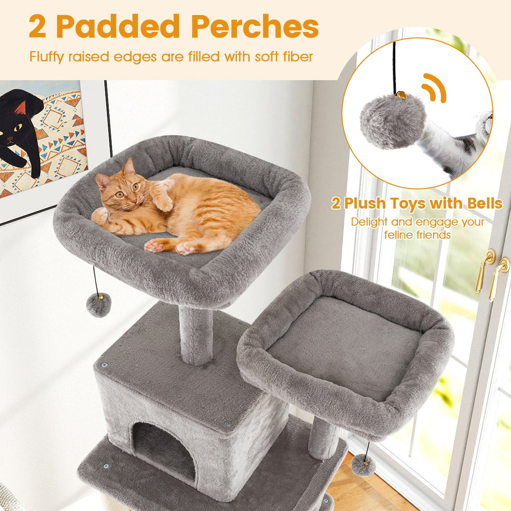 Extra  Large Cat Tree with 2 Condos and 2 Soft Plush Perches for Cats