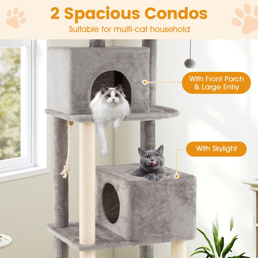 Extra  Large Cat Tree with 2 Condos and 2 Soft Plush Perches for Cats