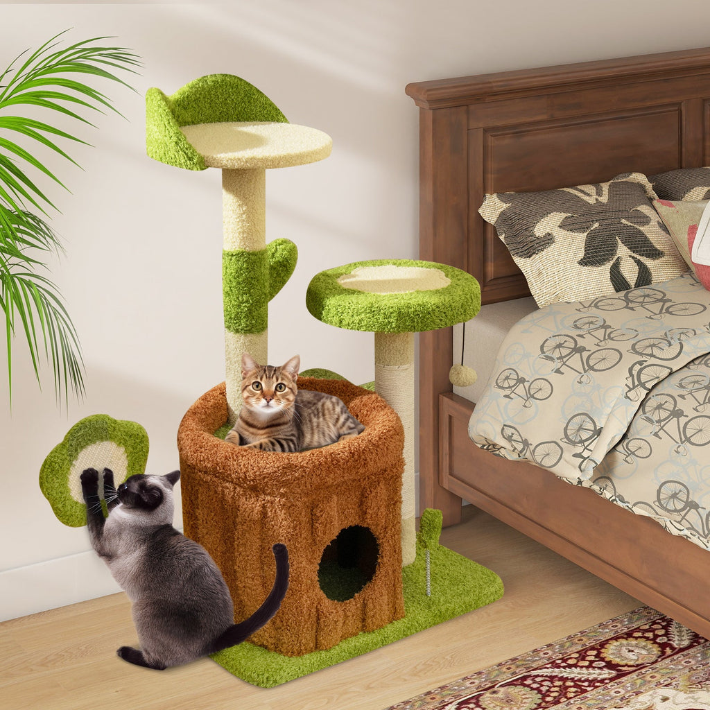 Small Cat Tree Indoor Pet Jungle Activity Center-Green