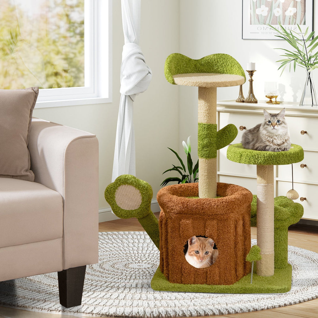 Small Cat Tree Indoor Pet Jungle Activity Center-Green