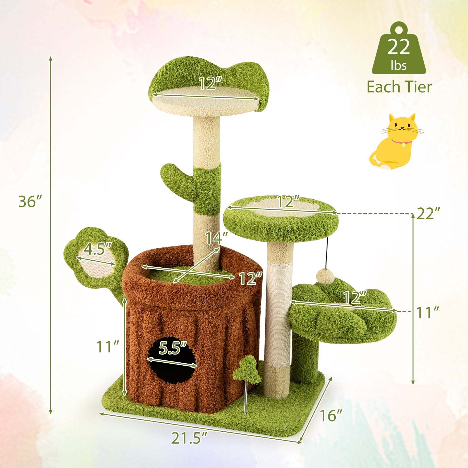 Small Cat Tree Indoor Pet Jungle Activity Center-Green