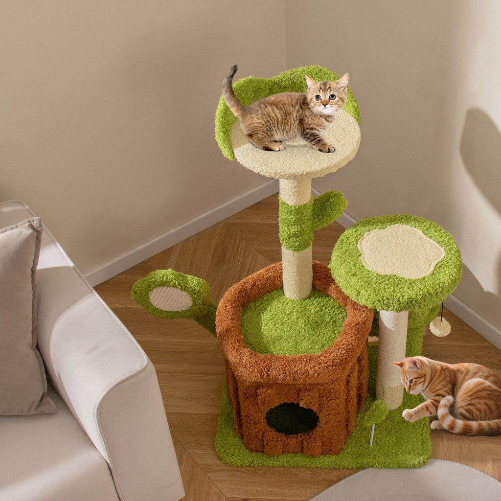 Small Cat Tree Indoor Pet Jungle Activity Center-Green