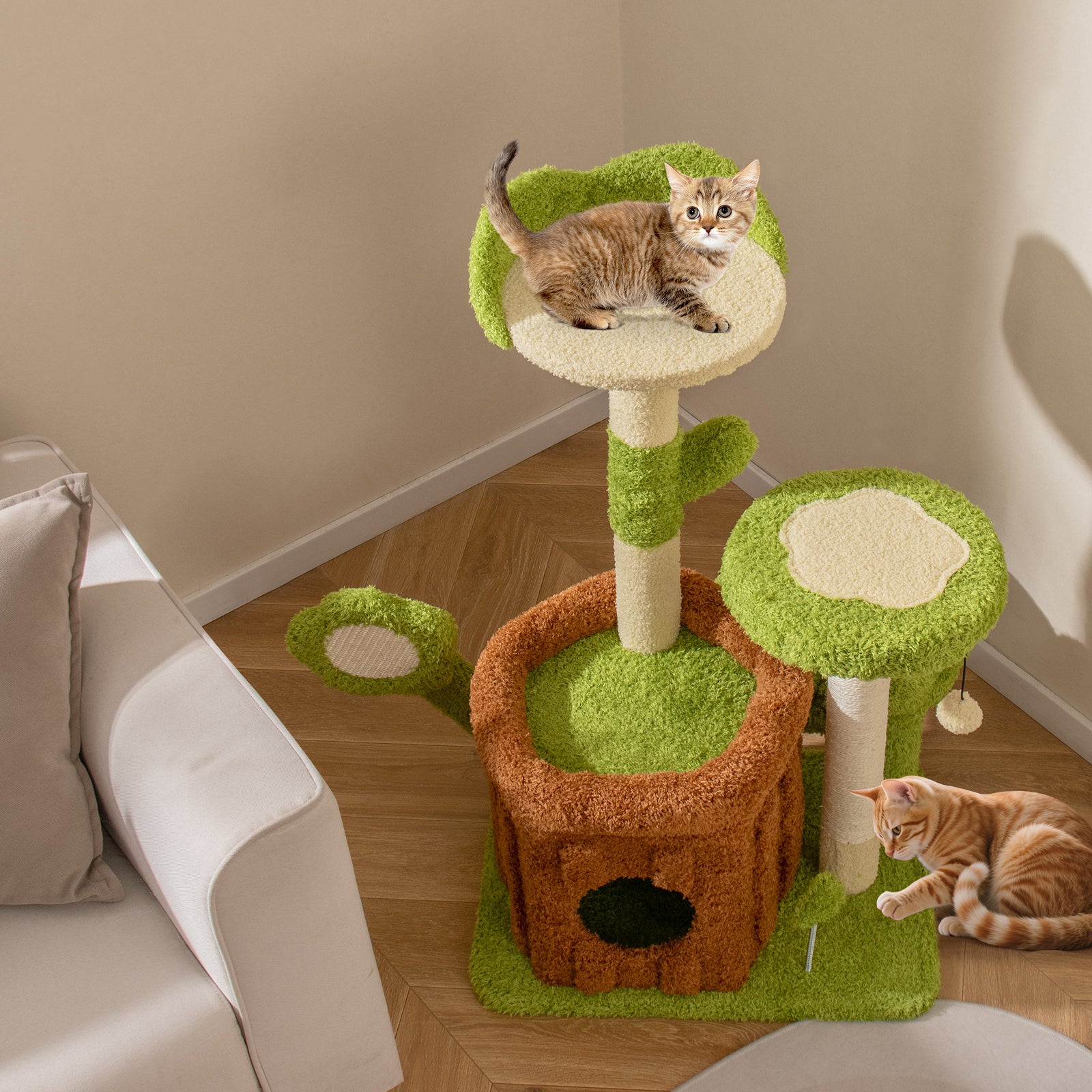 Small Cat Tree Indoor Pet Jungle Activity Center-Green