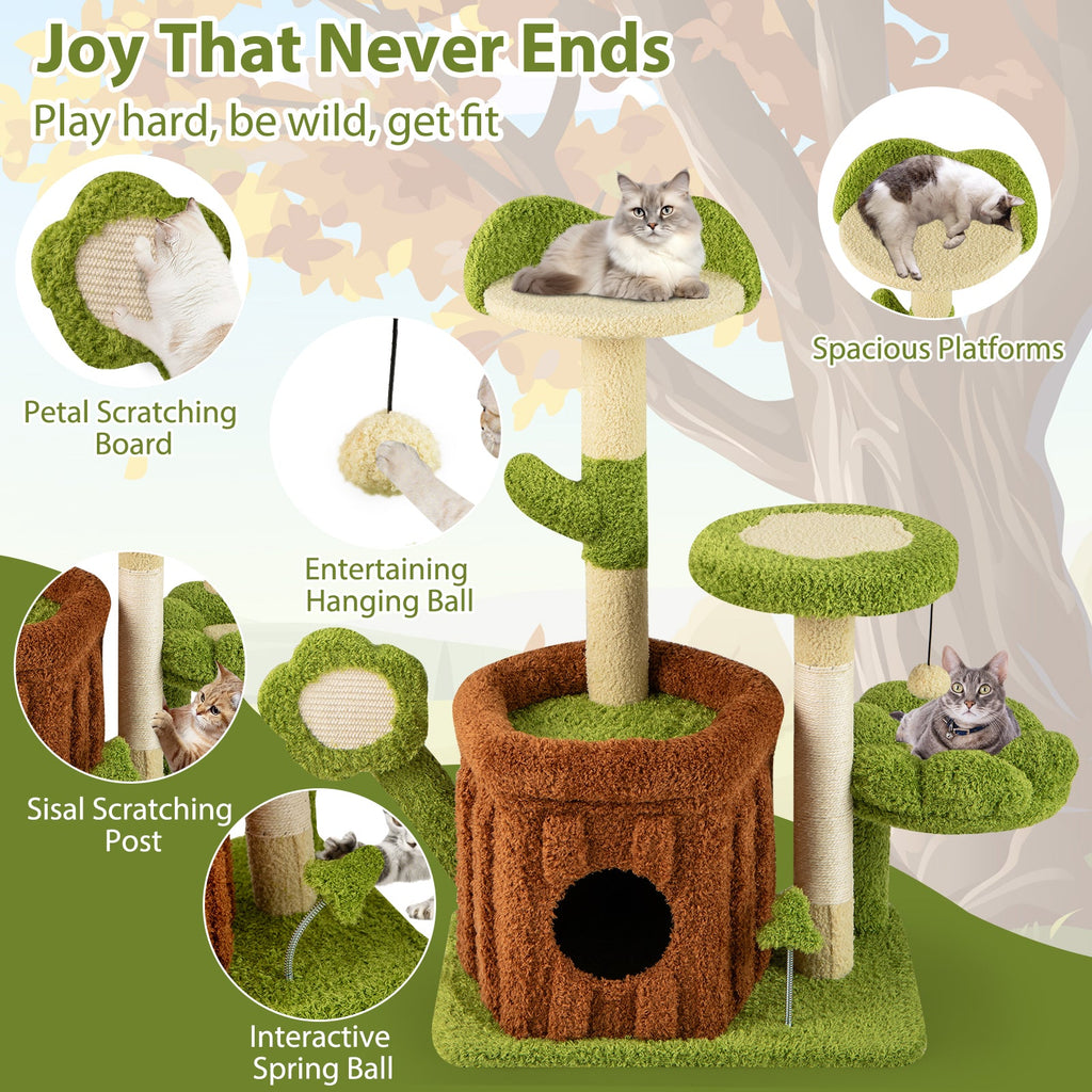 Small Cat Tree Indoor Pet Jungle Activity Center-Green