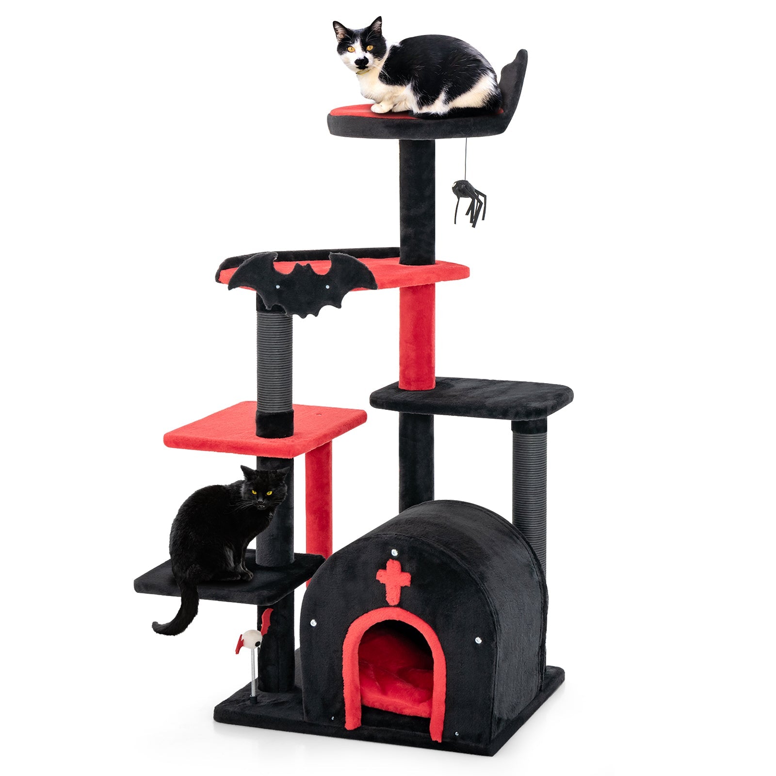 Gothic Medium Cat Tree with Cat Bed and Arch-Shaped Condo-Black