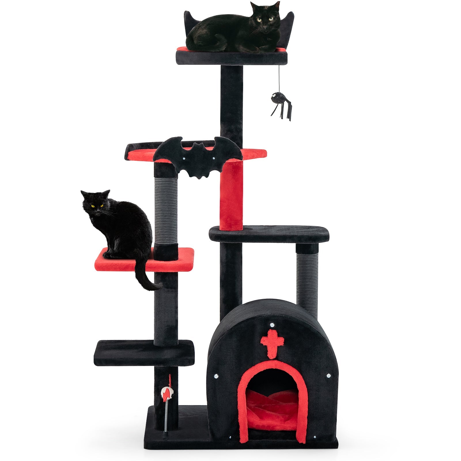 Gothic Medium Cat Tree with Cat Bed and Arch-Shaped Condo-Black