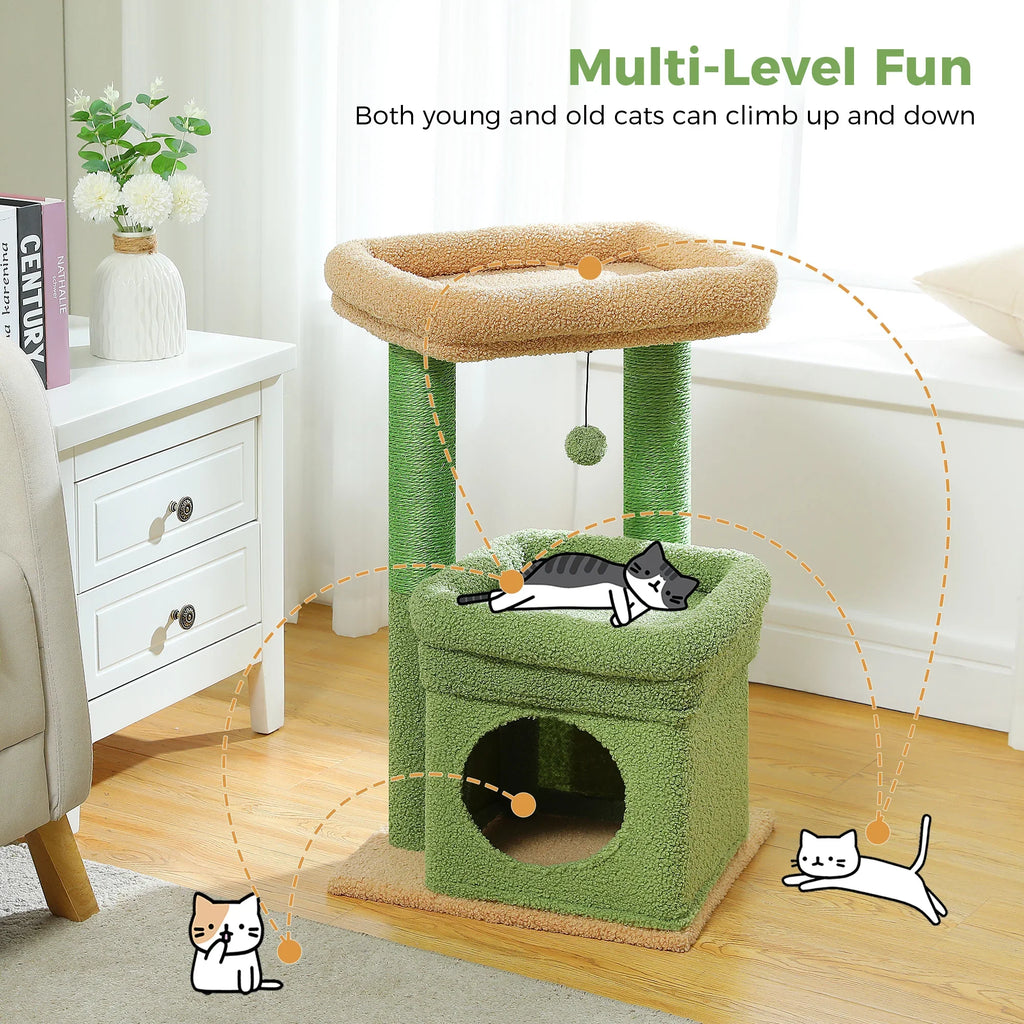 PEQULTI Cat Tree Tower with Condo and Sisal Scratching Posts