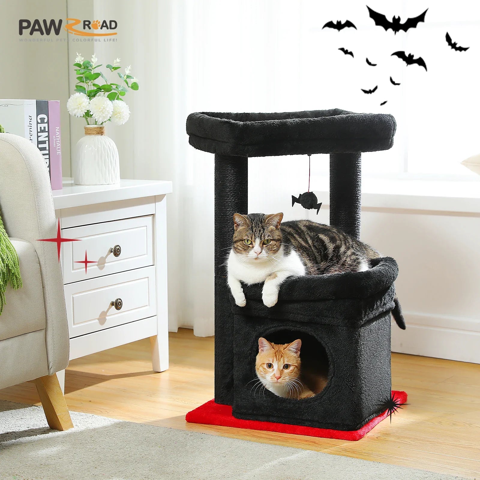 PEQULTI Cat Tree Tower with Condo and Sisal Scratching Posts