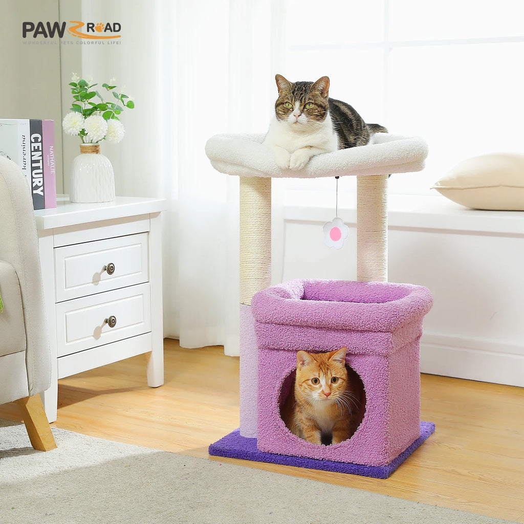 PEQULTI Cat Tree Tower with Condo and Sisal Scratching Posts