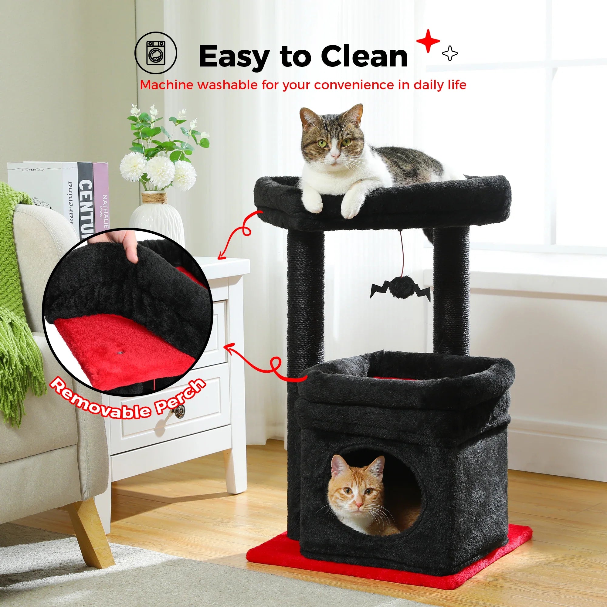 PEQULTI Cat Tree Tower with Condo and Sisal Scratching Posts