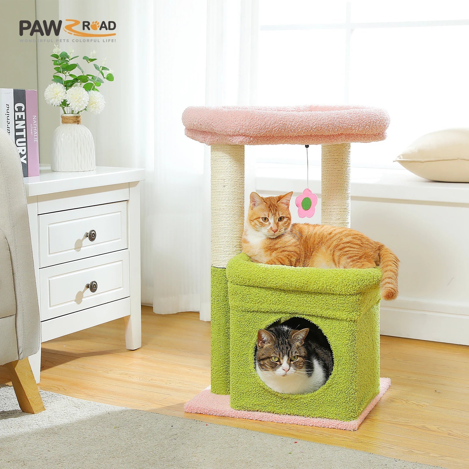 PEQULTI Cat Tree Tower with Condo and Sisal Scratching Posts