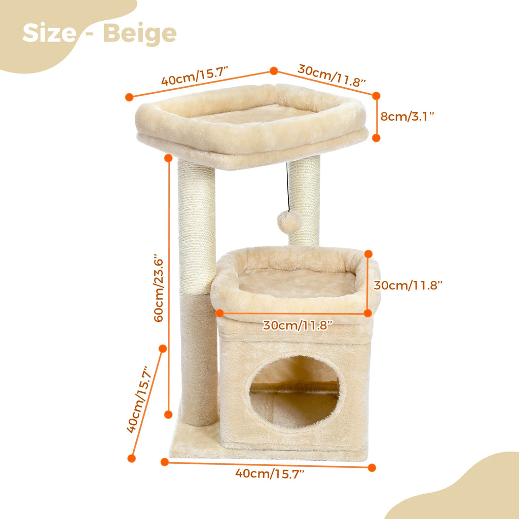 PEQULTI Cat Tree Tower with Condo and Sisal Scratching Posts
