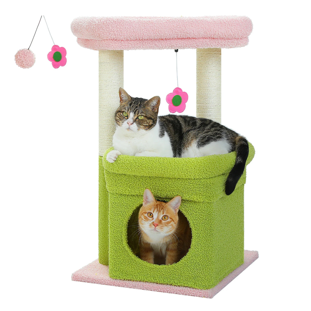PEQULTI Cat Tree Tower with Condo and Sisal Scratching Posts