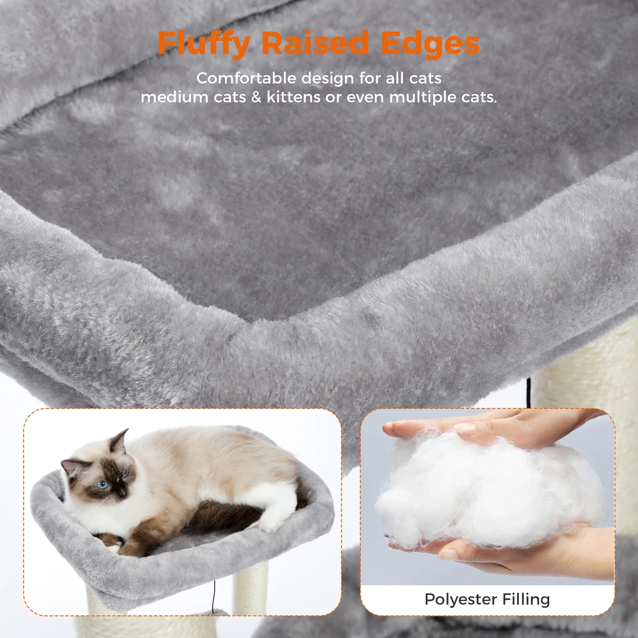 PEQULTI Cat Tree Tower with Condo and Sisal Scratching Posts