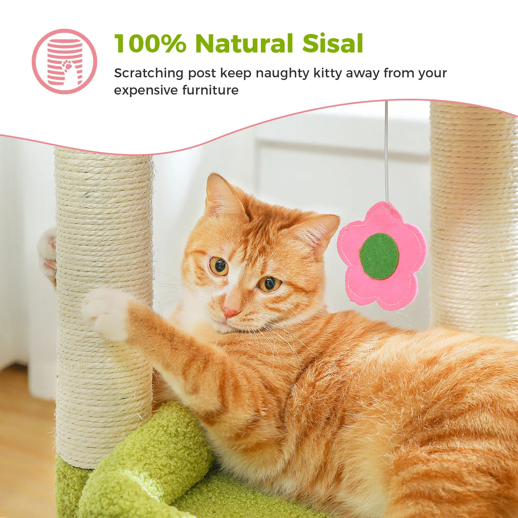 PEQULTI Cat Tree Tower with Condo and Sisal Scratching Posts