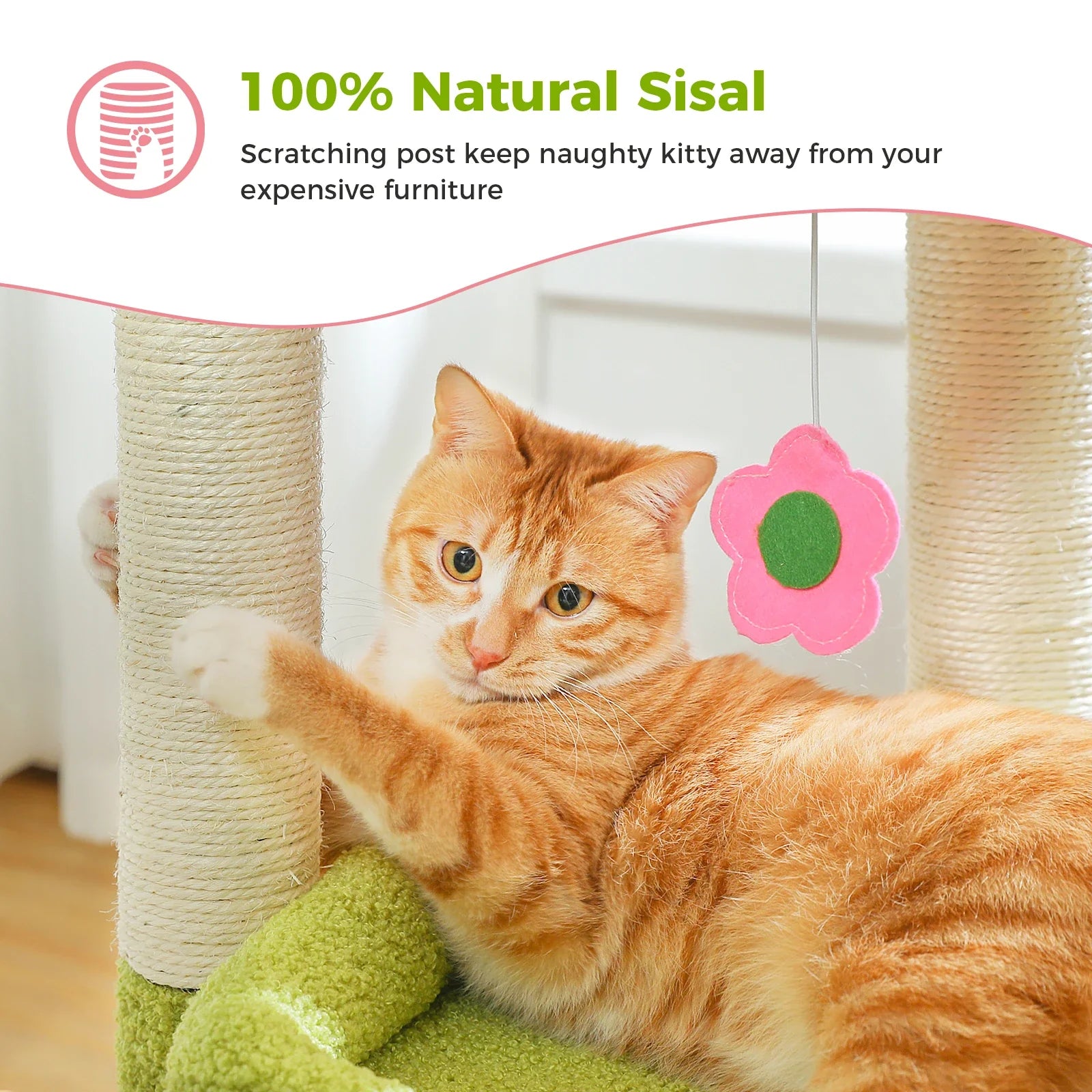 PEQULTI Cat Tree Tower with Condo and Sisal Scratching Posts