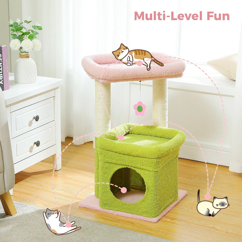 PEQULTI Cat Tree Tower with Condo and Sisal Scratching Posts