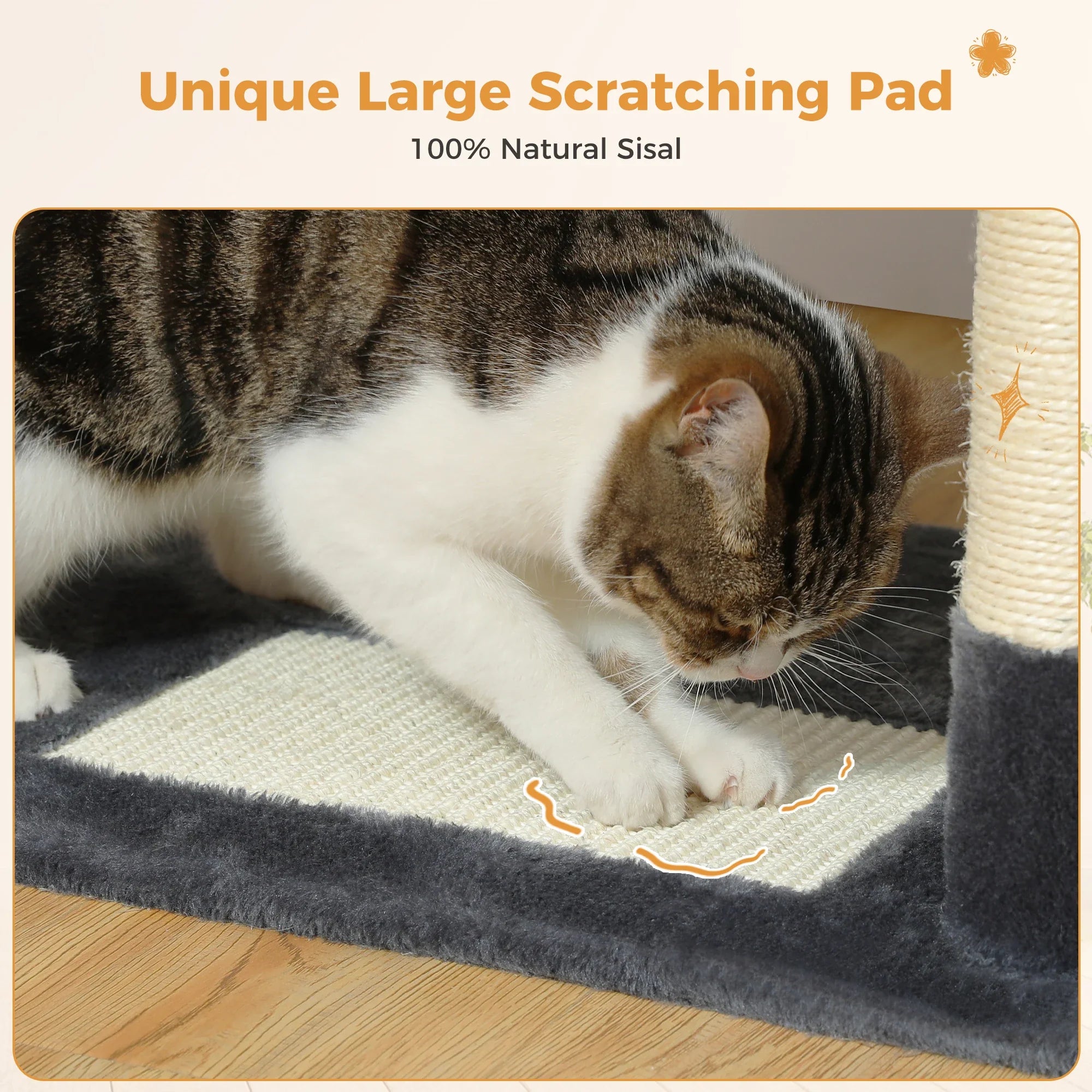 Large Cat Tree Tower - 72" Multi-Level with Condo Grey