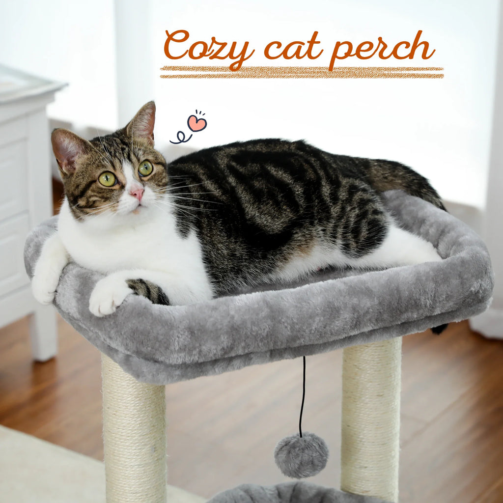 PEQULTI Cat Tree Tower with Condo and Sisal Scratching Posts